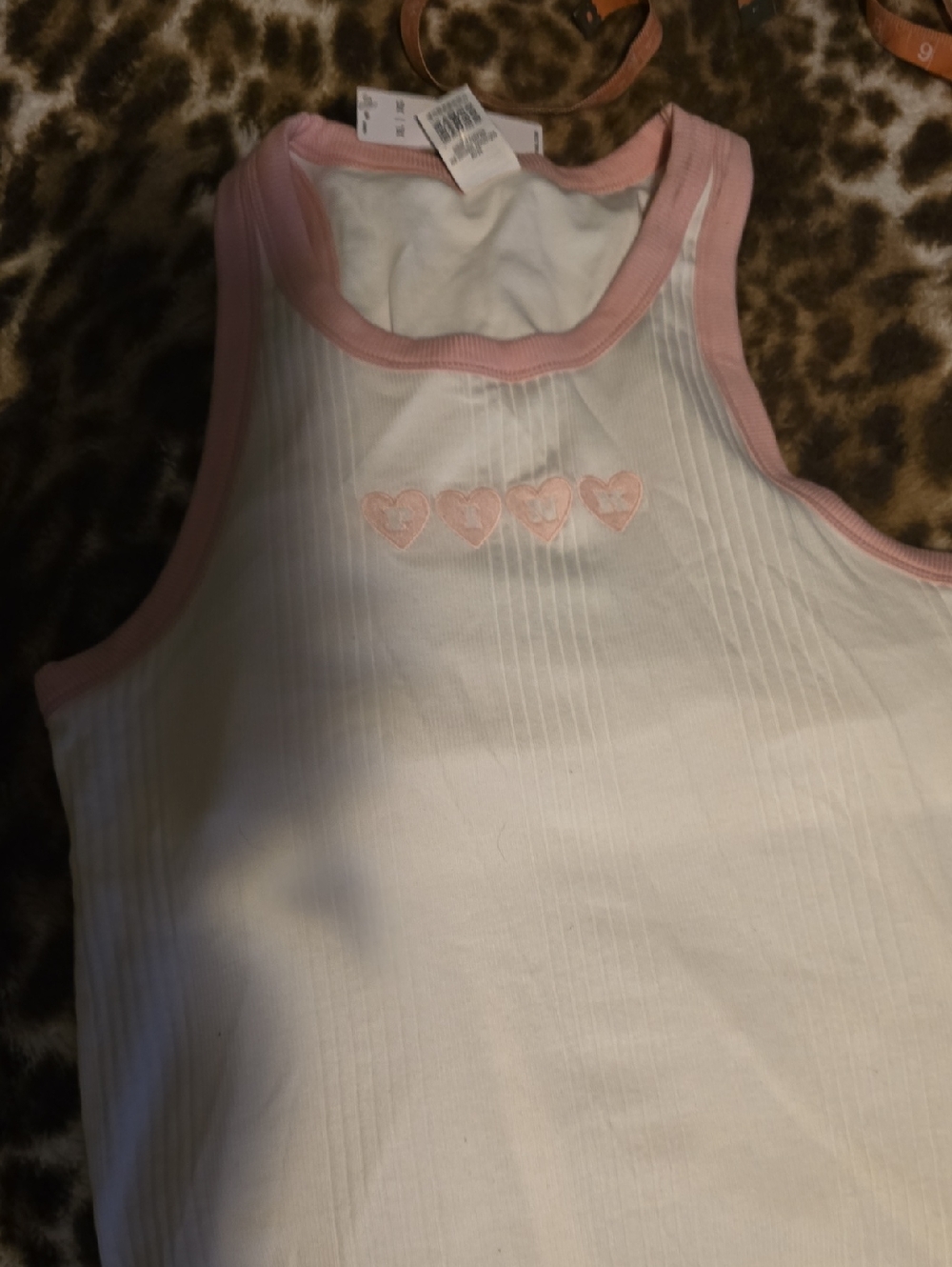 PINK Victoria's Secret White Tank Top with Pink Trim